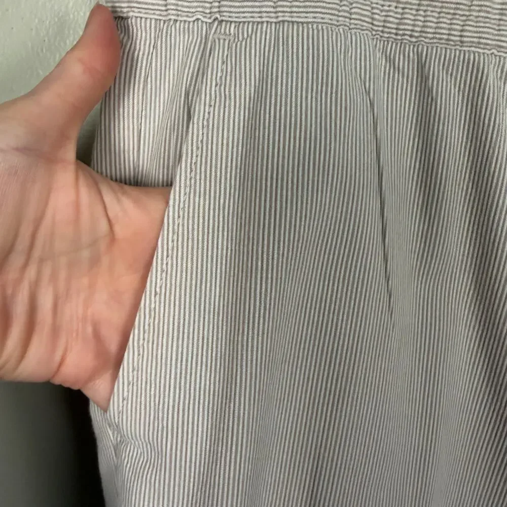 Tommy Bahama Men’s XL Drawstring Pants Cotton Stretch Gray Striped Casual EUC